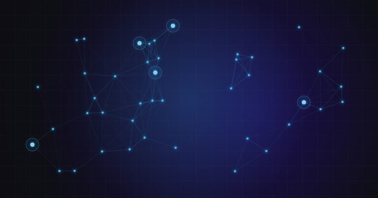 Ilustración abstracta de red para el artículo: Serverless: dónde encaja de verdad en una arquitectura empresarial